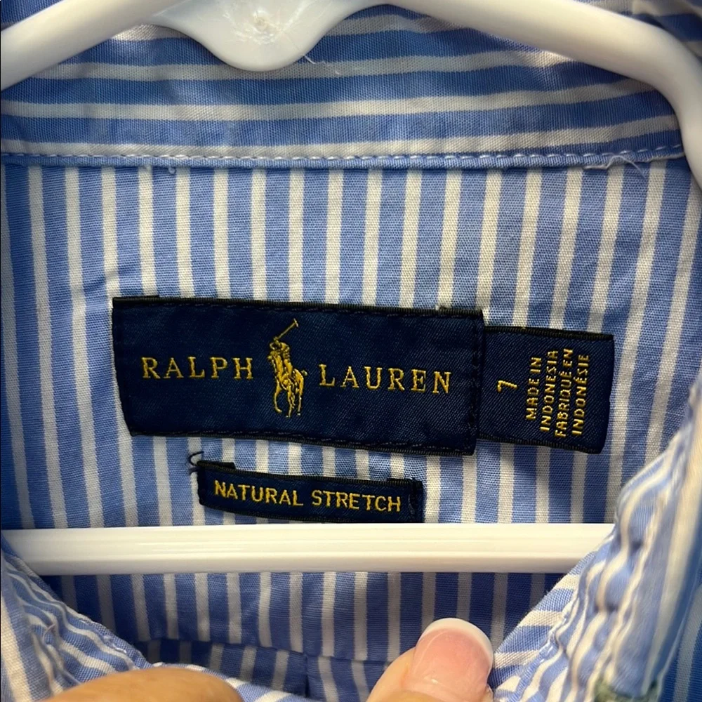 Boy's Ralph Lauren Blue Casual Button Down‎ Shirt with Stripes